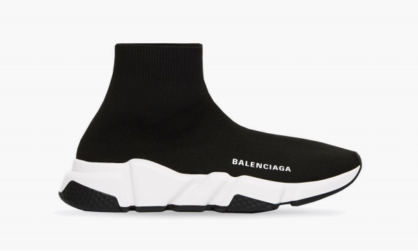 BALENCIAGA MEN'S SPEED RECYCLED SNEAKER IN BLACK/WHITE