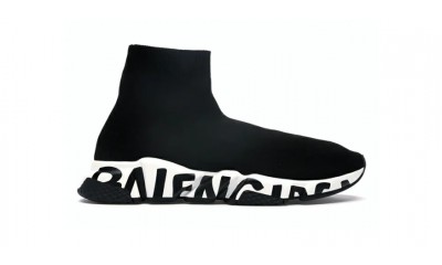 Balenciaga Speed Graffiti Trainers Black White 